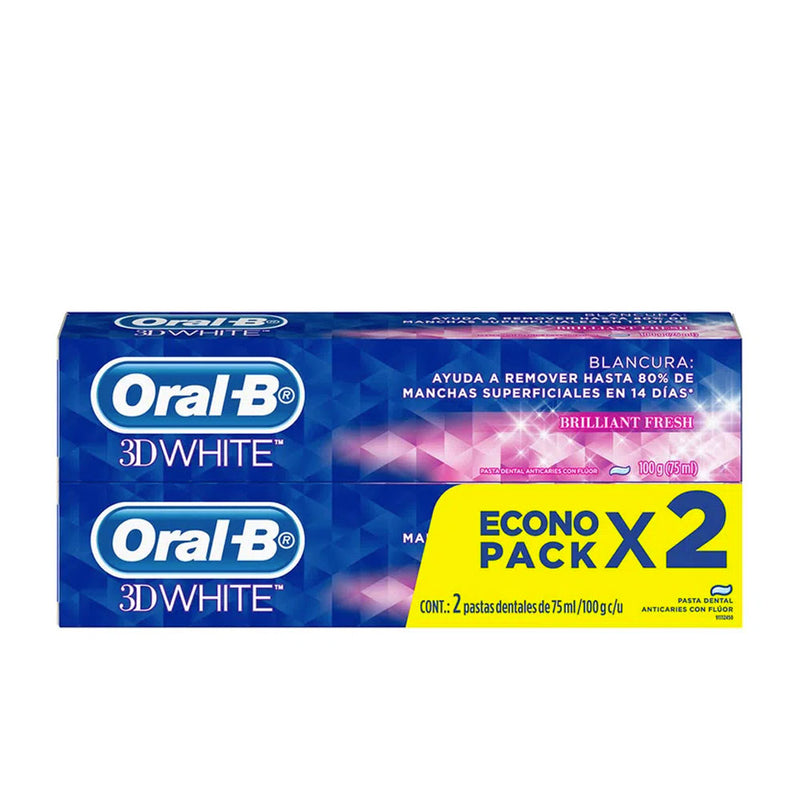 Pasta Dental ORAL B 3D White Tubo 76ml x 2 Unid.